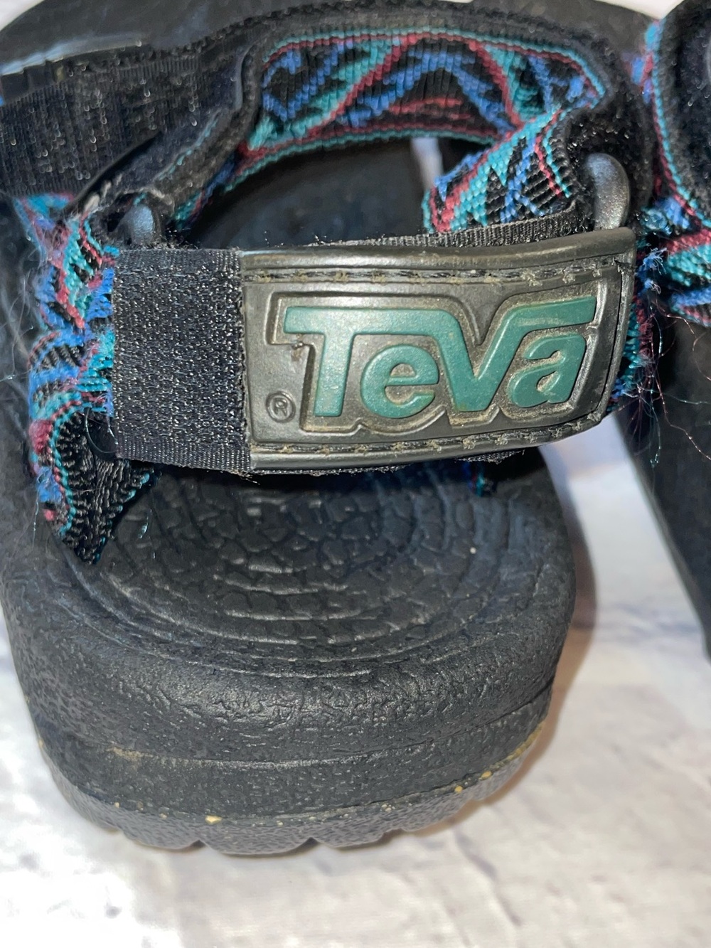 Teva Terradactyl Black and Blue Patterned Adventure Sandals Size 7 - Picture 6 of 10